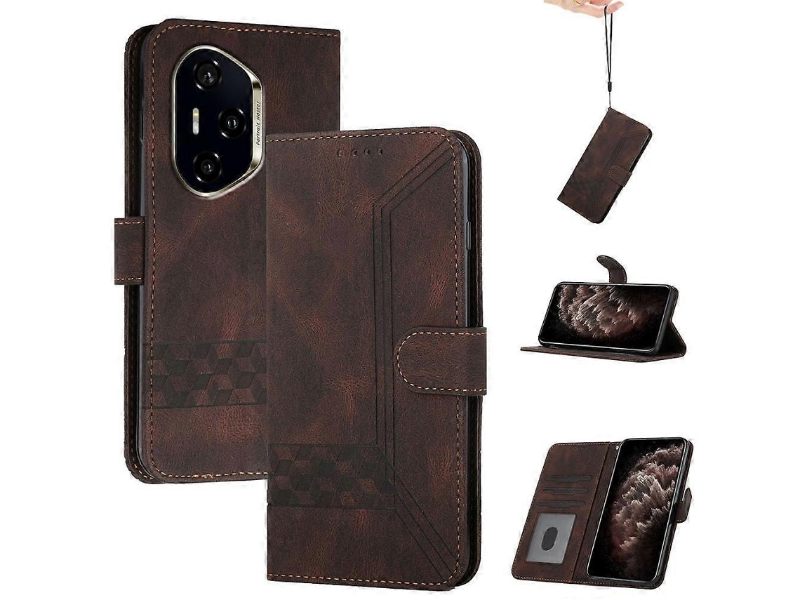 Capa De Celular De Couro Com Flip Cubic Skin Feel