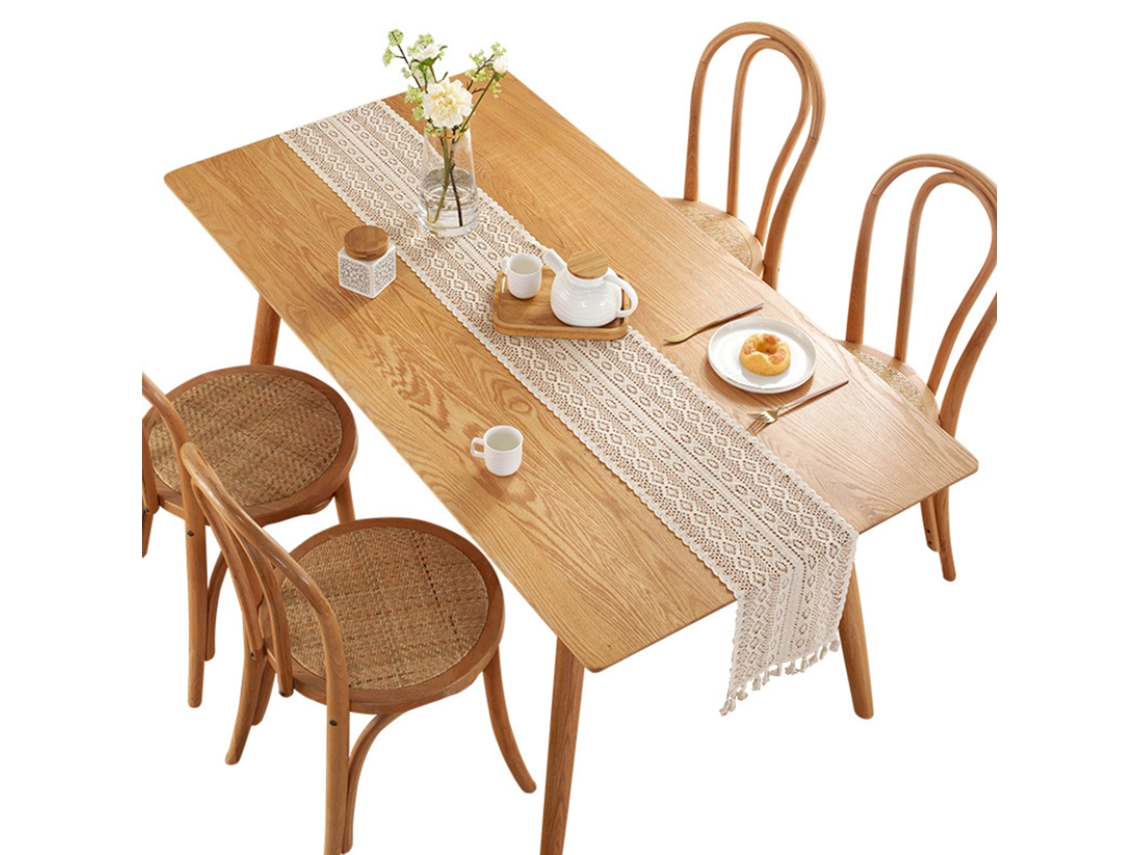 Laxiscreed Toalha De Mesa De Renda Em Algodão Com Tassels E Estilo Boêmio 24x180cm