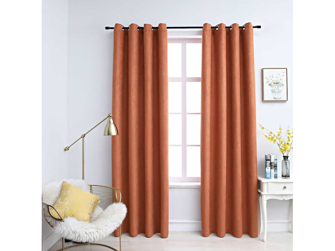 Vidaxl Cortinas Blackout C/ Argolas Em Metal 2 Pcs 140x175 Cm Ferrugem