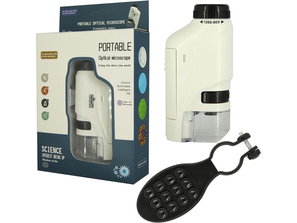 Microscópio Óptico Portátil 60x 120x Com Luz Led, Presente De Aniversário Para Alunos Do Ensino Fundamental E Médio Ehstmind