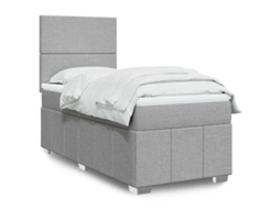 Vidaxl Cama Com Molas/colchão 80x200 Cm Tecido Cinza-claro