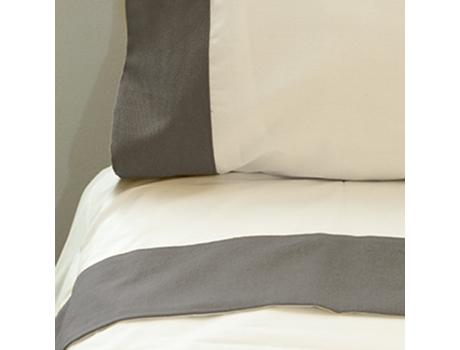 Jogo de Cama com Aplicação Linho Pure Collection Cinza 3Pcs 240x270cm — 100% Algodão