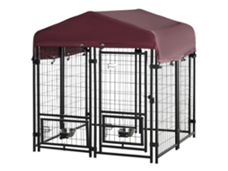 Chenil Extérieur For Chiens Parc À Chiot With Roof In Fabric Oxford With 2 Supports Of Bol Rotatifs 8 Panneaux Roof Résistant Aux Intempéries 120