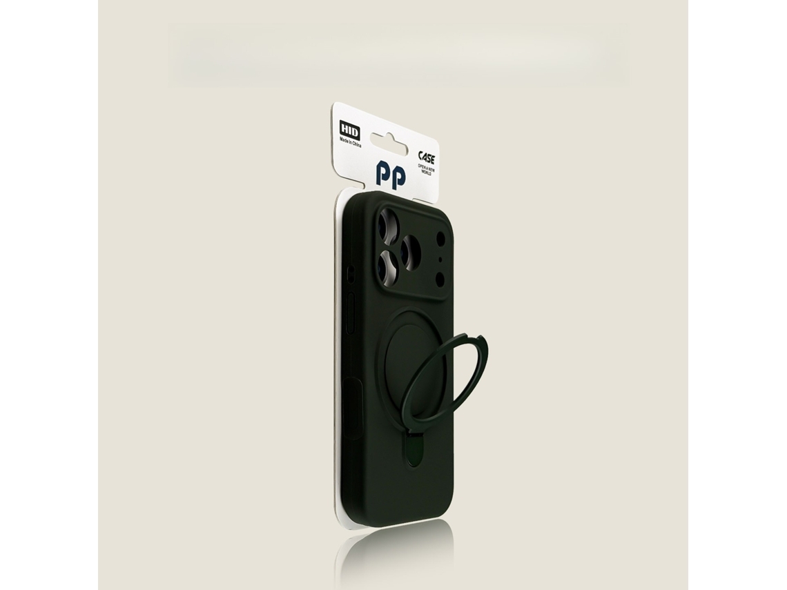 Capa Para Iphone 18 Pro Com Suporte Magnético , Compatível Com Magsafesilicone Verde Pinho Hibbent