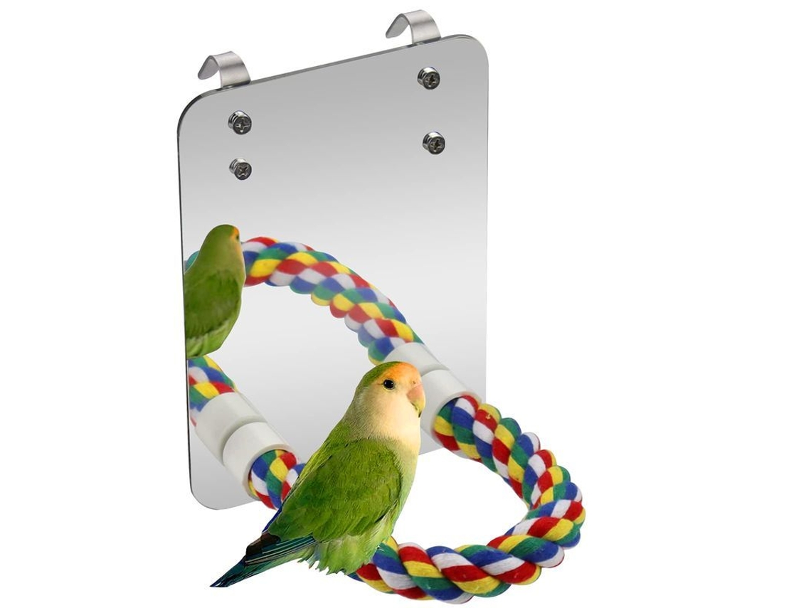2026-percha Con Espejo Para Aves Linjou, Juguete De Colores Con Cuerda De Algodón Y Soporte Colgante Para Jaulas