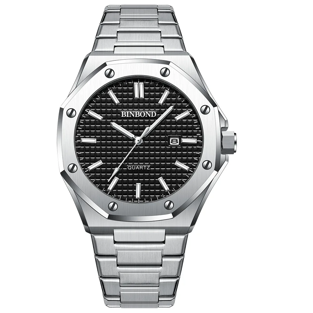 Relógio Casual MDUG masculino com mostrador grande, caixa em aço inox, calendário e mecanismo de quartzo