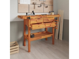 Vidaxl Bancada De Trabalho C/ Gavetas/tornos 124x52x83cm Acácia Maciça