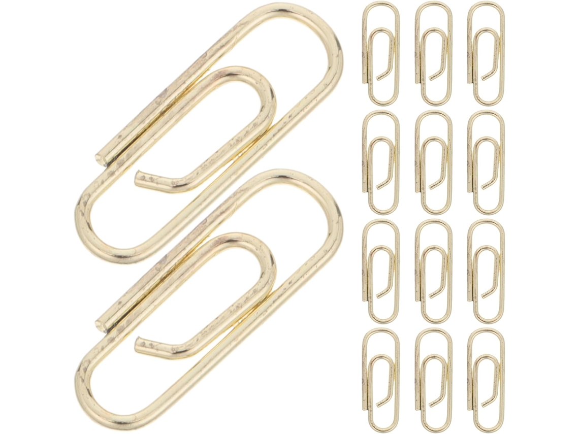 Clipes de Papel Pequenos Villcase em Metal Dourado, Mini Clipes Metálicos Ovais de 15mm para Artesanato e Organização