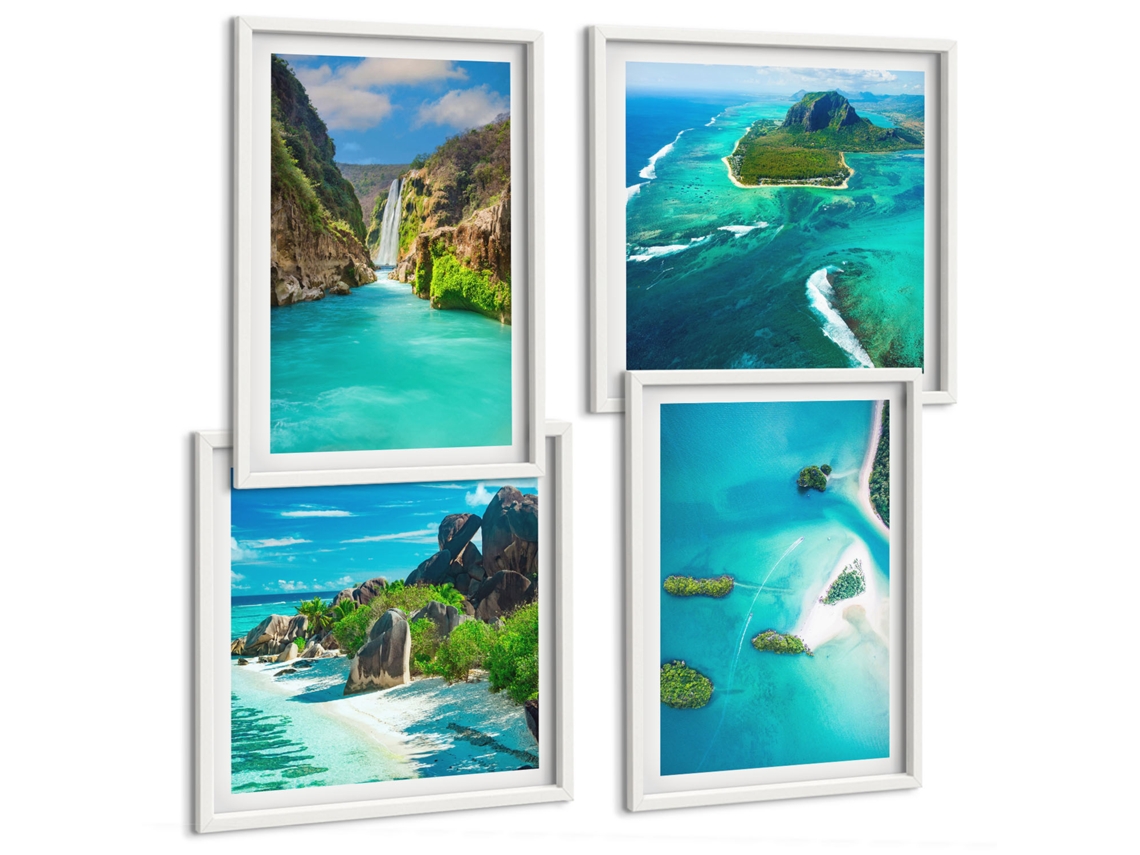 Composição De Quadros Cozinha Com Comida Motivos Moldura Branca Pinturas De Quarto Espelharte (conjunto De 4 Imagens)