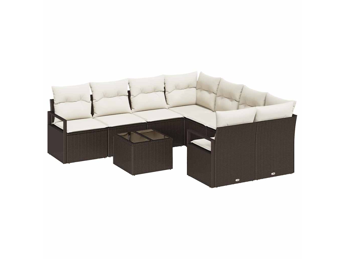 Maison Exclusive - Conjunto De Sofás Com Almofada 9 Pcs Marrom E Creme Vime Pe