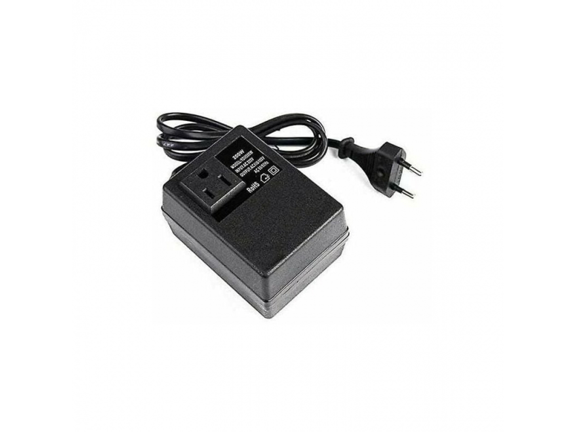 Transformador De 220v Para 110v, 200w, Com Ficha Europeia Para Tensão Reduzida