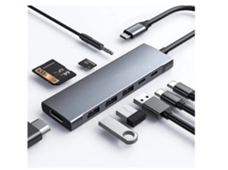 Adaptador Multiporta De Hub Usb C Hub Usb C 9 Em 1 Com 4k A 30 Hz Cinza