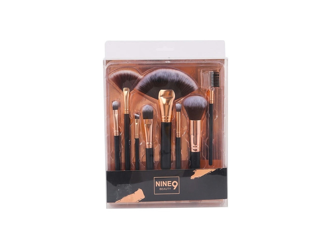 Conjunto de 8 Peças Base Premium Pó Sintético Corretivo Pincéis Cosméticos GrandesPreto LUUCOZK
