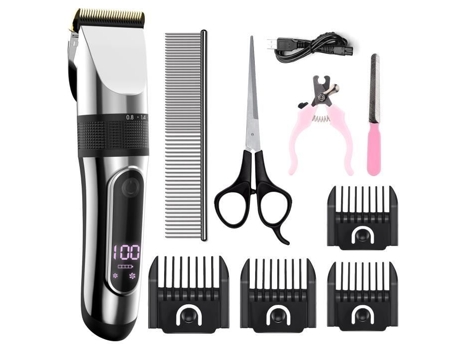 Tondeuse De Cão Ipx7 Profissional Sem Fio Destacável Tondeuse Para Animais Lâminas De Cerâmica Ecrã Lcd Carga Rápida Rascador Lavável