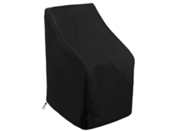 Capa protetora para cadeira de jardim empilhável à prova dágua com cabo integrado 420D Oxford preto 65 x 65 x 80/120 cm S/MARCA