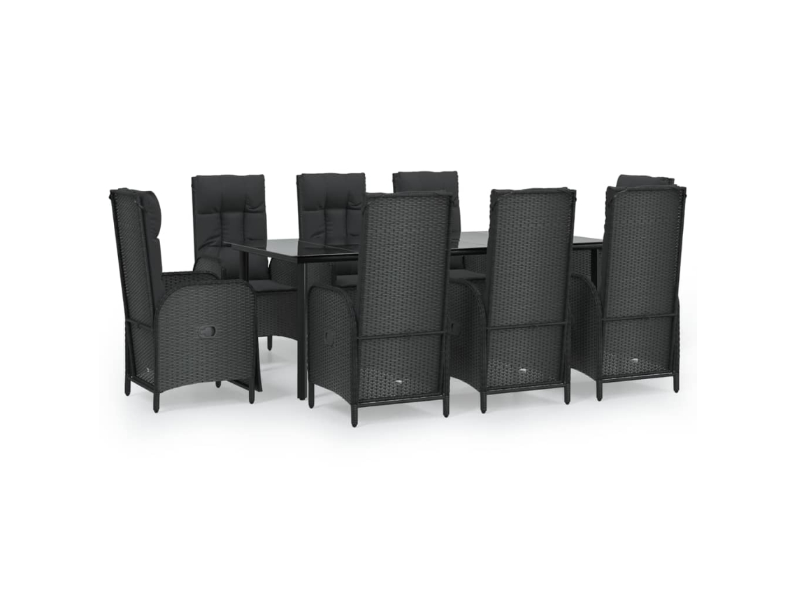 Garden Dining Set, Garden Dining Sets Vidaxl Preto Rattan / Vime (mesa Com 200 Cm De Comprimento)