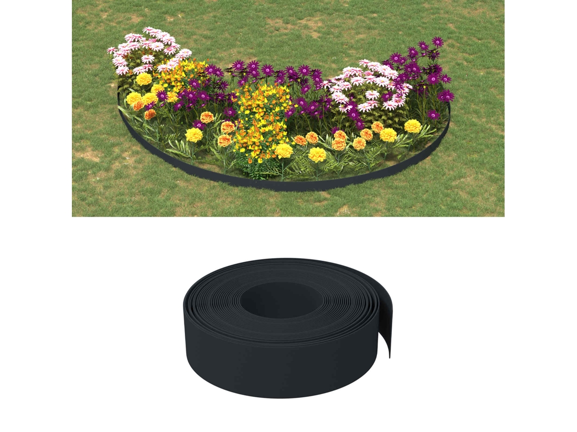 Vidaxl Bordas De Jardim 25 M 15 Cm Pe Preto