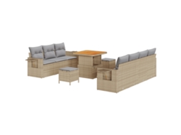 Conjunto 10 Móveis De Jardim Vidaxl Bege Vime Pe (80 X 80 X 71 Cm)