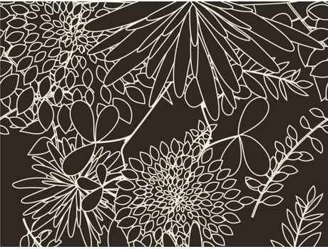 Papel de Parede ARTGEIST Fundo Preto e Branco Floral (300x231 cm)