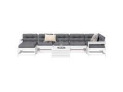 Vidaxl 8 Pcs Conjunto Sofás de Jardim Pinho Maciço Branco