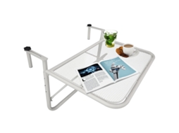 Mesa suspensa para varanda com braço e altura ajustável em 3 posições estrutura de metal 60x56,5x45 Cm Branco | S/MARCA