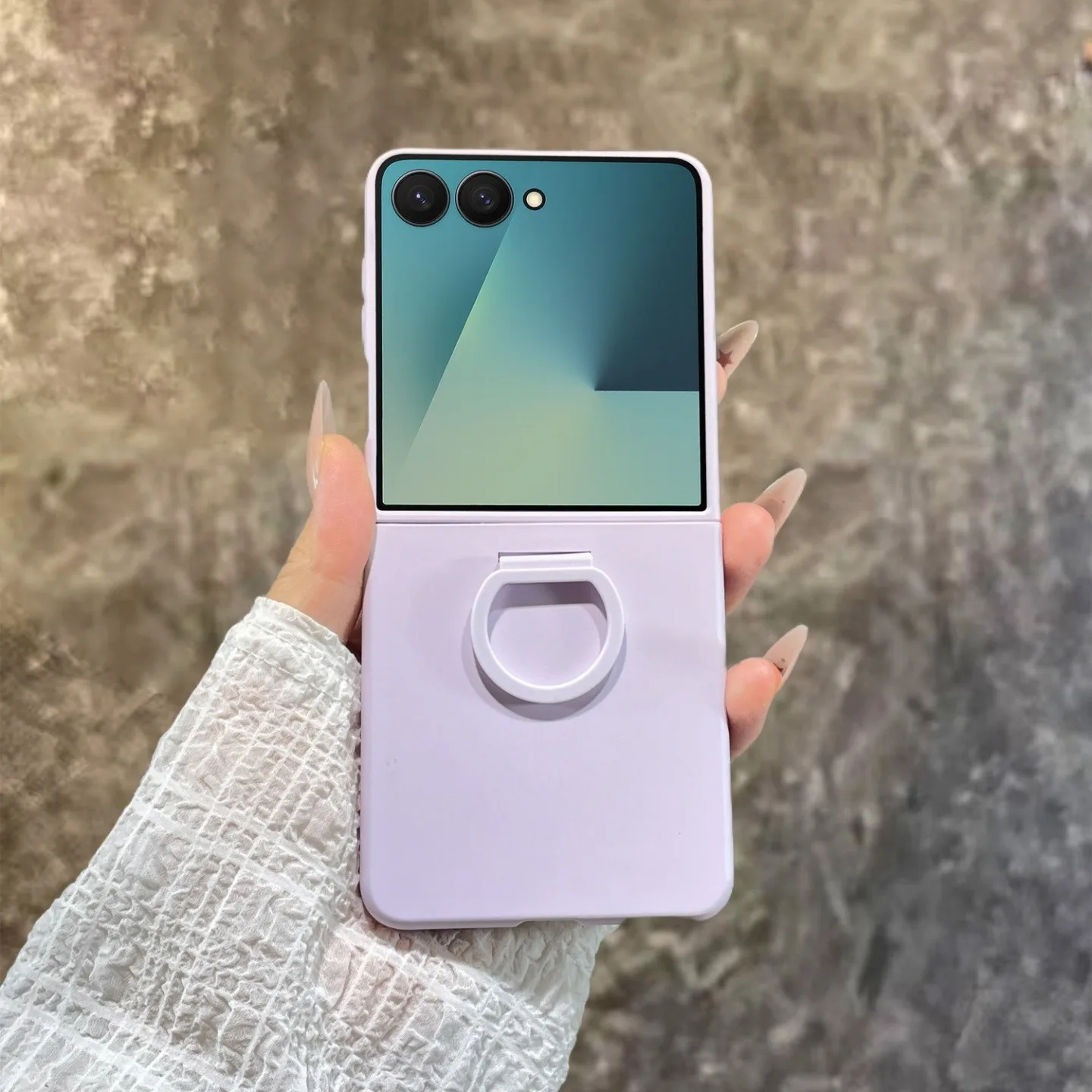 (roxo Claro Z Flip 7) Capa Protetora Com Suporte Para Anel, Capa Rígida De Pc