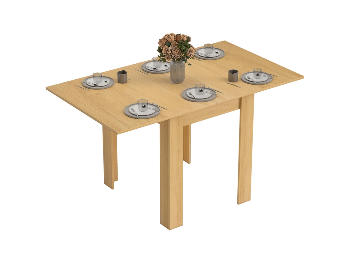 Mesa Extensível 70 140x80 Cm 4 6 Lugares Tampo com Alça Pu Feltro Natural S/MARCA