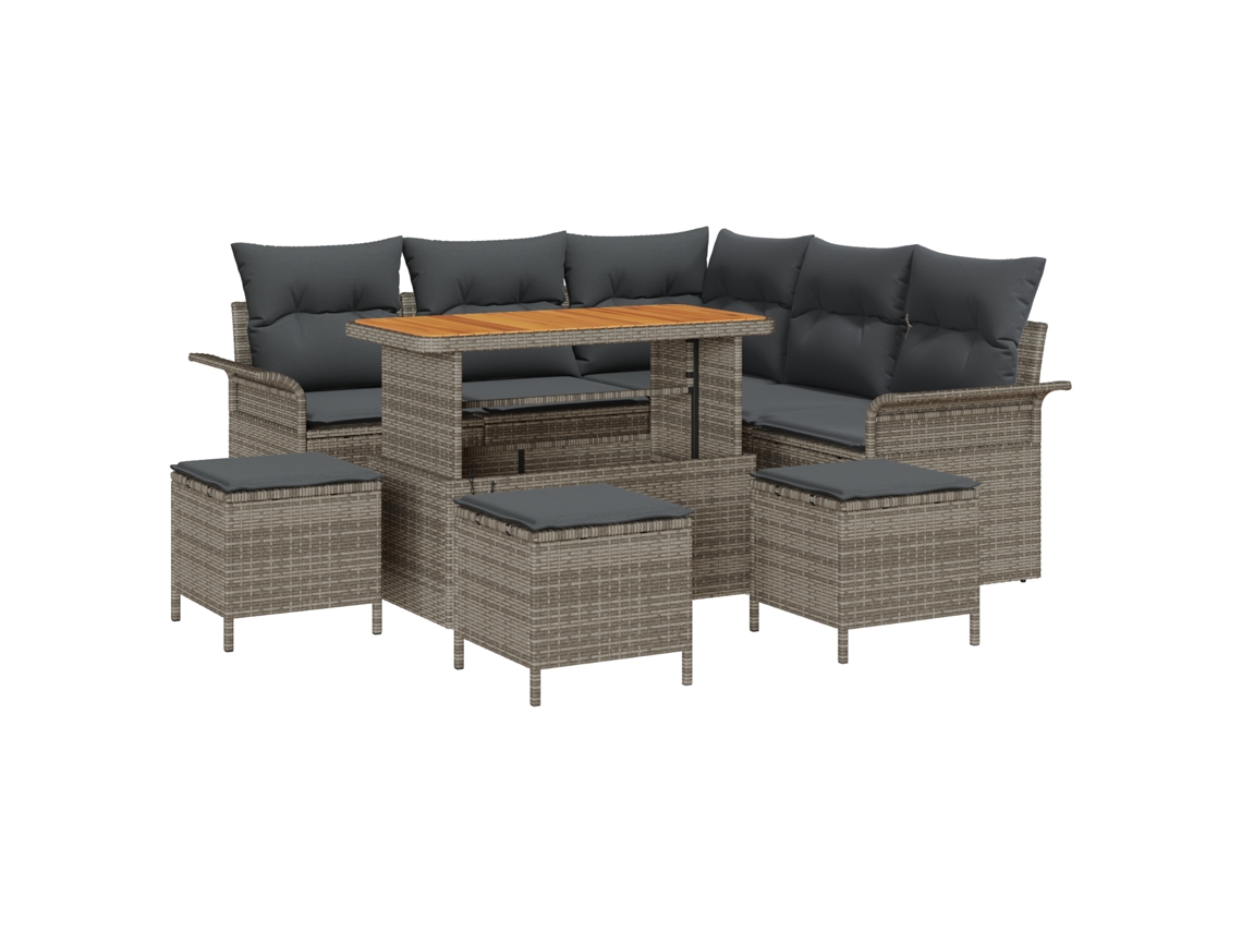 Conjunto 9 Sofá De Jardim Vidaxl Cinzento Vime Pe (110 X 55 X 71 Cm)