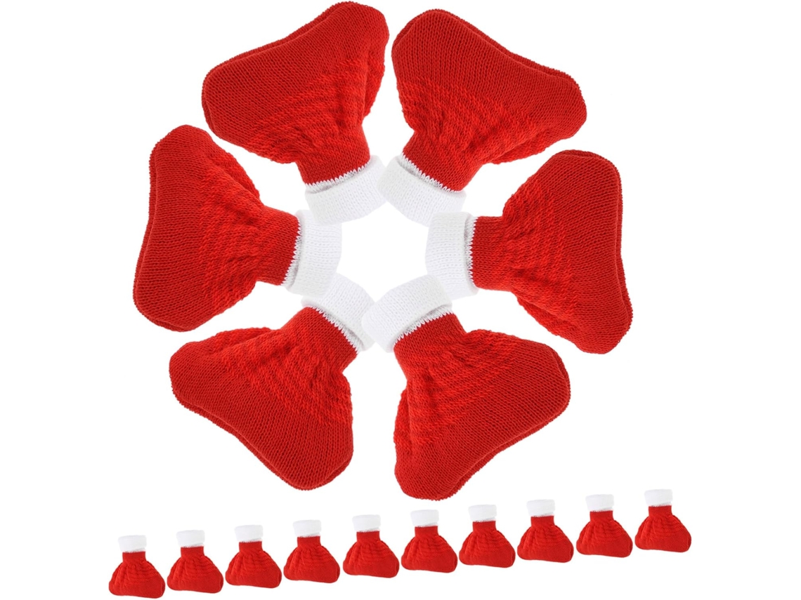 Capas Decorativas Para Pés De Cadeiras Natal Antirriscos Tecido Vermelho Macio Casa, Catering E Restaurantes 16 Peças