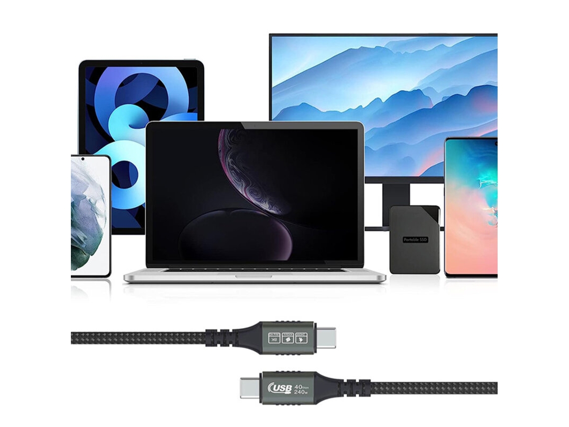 Cabo BAKEY USB4 de 1 metro, Thunderbolt 4, 40 Gbps, PD240W, 8K a 60 Hz, Tipo C, para carregamento rápido (não aplicável)