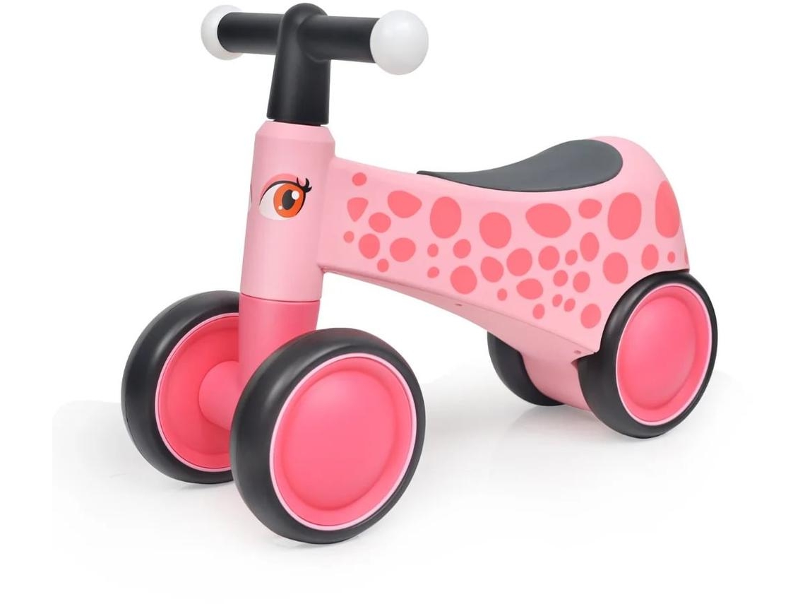 Bicicleta De Equilíbrio Infantil - 1 A 3 Anos - 4 Rodas - Com Iluminação - Rosa