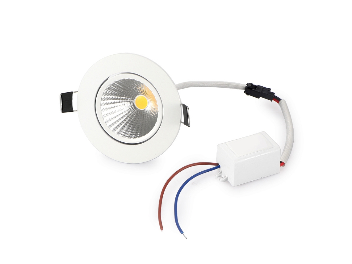 2026 luz de Teto Embutida Led Cob Alumínio 5w 110v Branco Frio Abertura 69mm para Decoração Interior
