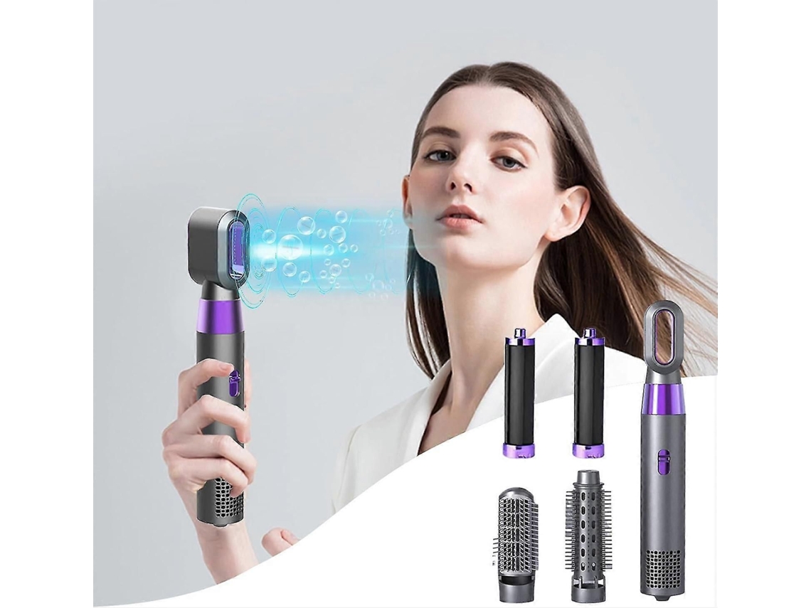 Secador De Cabelo Elétrico 5 Em 1 Com Escova De Aquecimento, Multifuncional Para Cabelos Molhados E Secos, Modelador De Cachos E Secador Para Dar