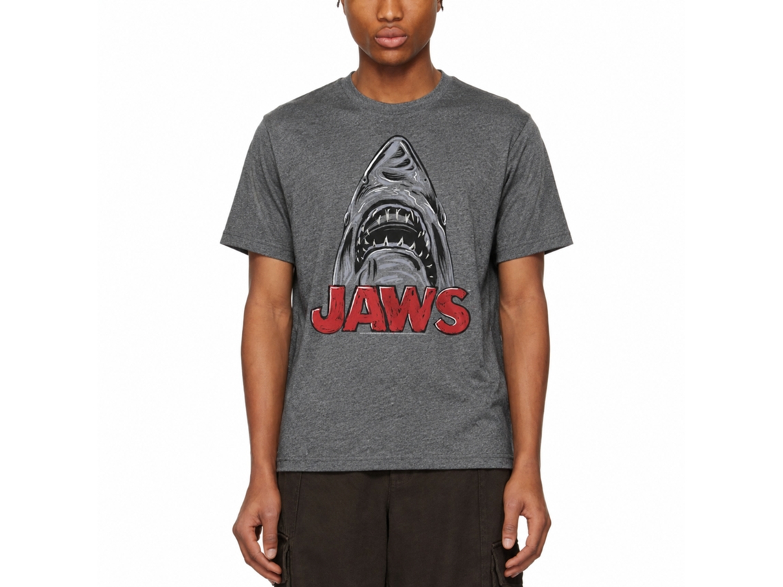 Rockinstone Jaws Movie Sketchy Shark Heather Graphite Adult T-shirt Size:xxl