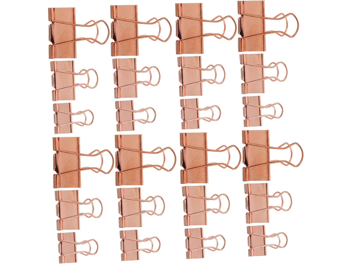 Conjunto de 112 Clipes Metálicos, Pastas de Mesa, Clipes de Papel, Pastas Metálicas, Cor Ouro Rosé