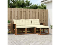 Vidaxl Conjunto De Sofás Para Exterior 4 Pcs Natural E Creme