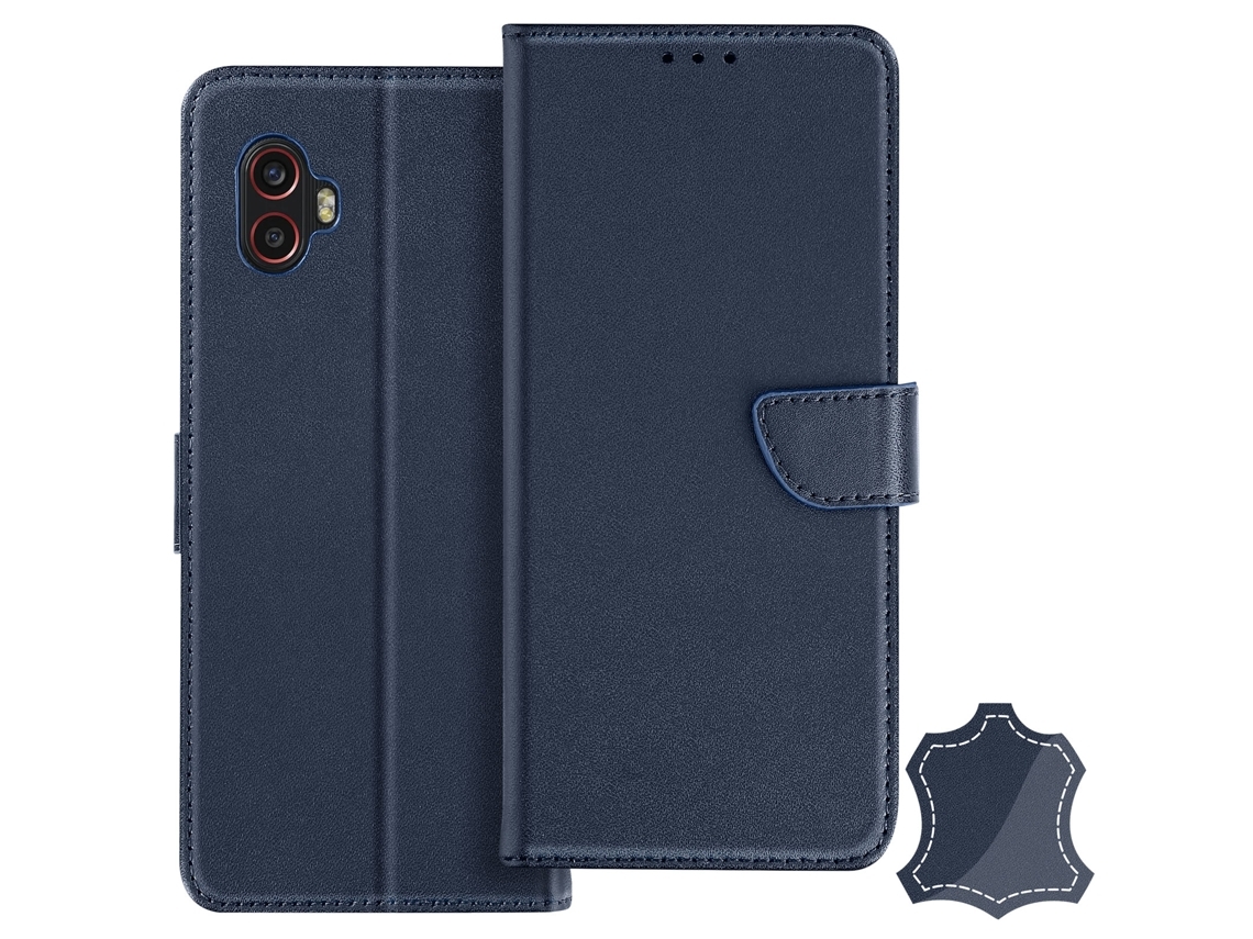 Capa Fólio Para Samsung Galaxy 6 Ushion Com Porta-cartões Azul