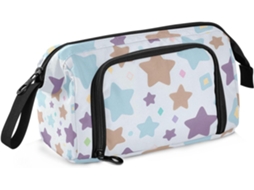 Estojo Grande e Colorido com Estampa de Estrelas, Compartimento para Material Escolar Infantil. 24 X 9,5 15 Cm