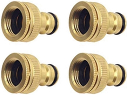 4 conectores de grifo de latão para jardim, adaptador fêmea 2 em 1 de 1/2 e 3/4 polegadas com ranhuras S/MARCA
