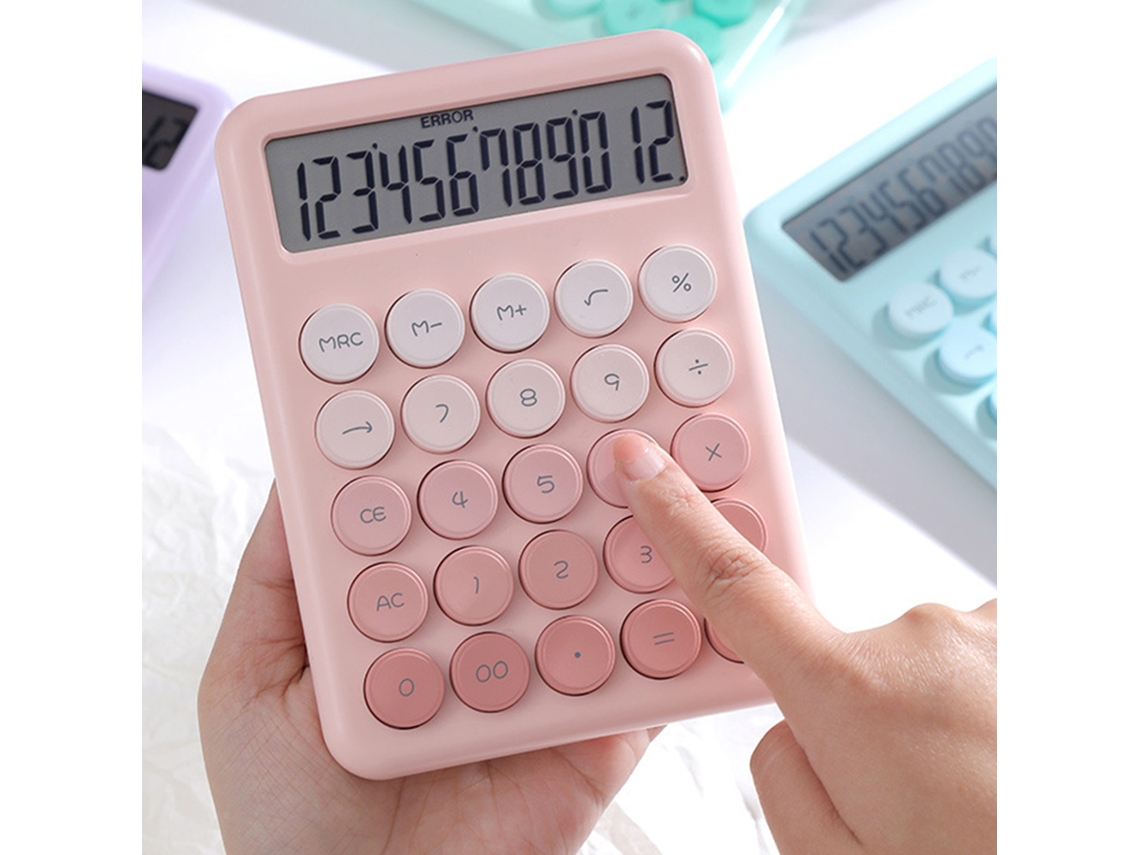 Calculadora De Escritório De 12 Dígitos Com Tela Lcd Grande, Botões Redondos E Bonito Gradiente Para Escritório, Escola E Lar