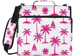 Pasta organizadora de colares de flores Summerpuakenikeni com 3 argolas, Alça na cor vermelha, formato Palmeira e bolsa com zíper.