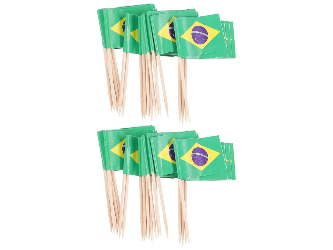 100 Palitos Com Bandeira Do Brasil Para Aperitivos E Cupcakes