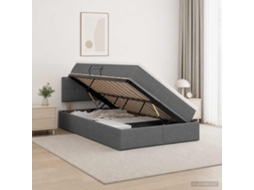 Vidaxl Cama Com Arrumação E Colchão Cinzento-escuro 120 X 200 Cm