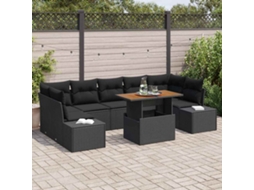 Vidaxl Conjunto De Sofá De Jardim 8 Unid. Preto Vime Pe