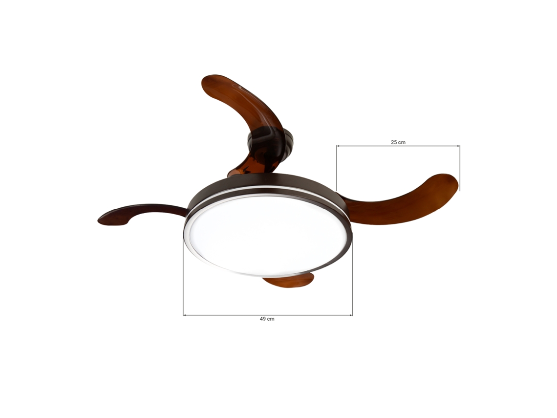 Ventilador de teto com 4 pás dobráveis ​​​​| 6 velocidades | 106 cm de diâmetro | Inclui comando remoto