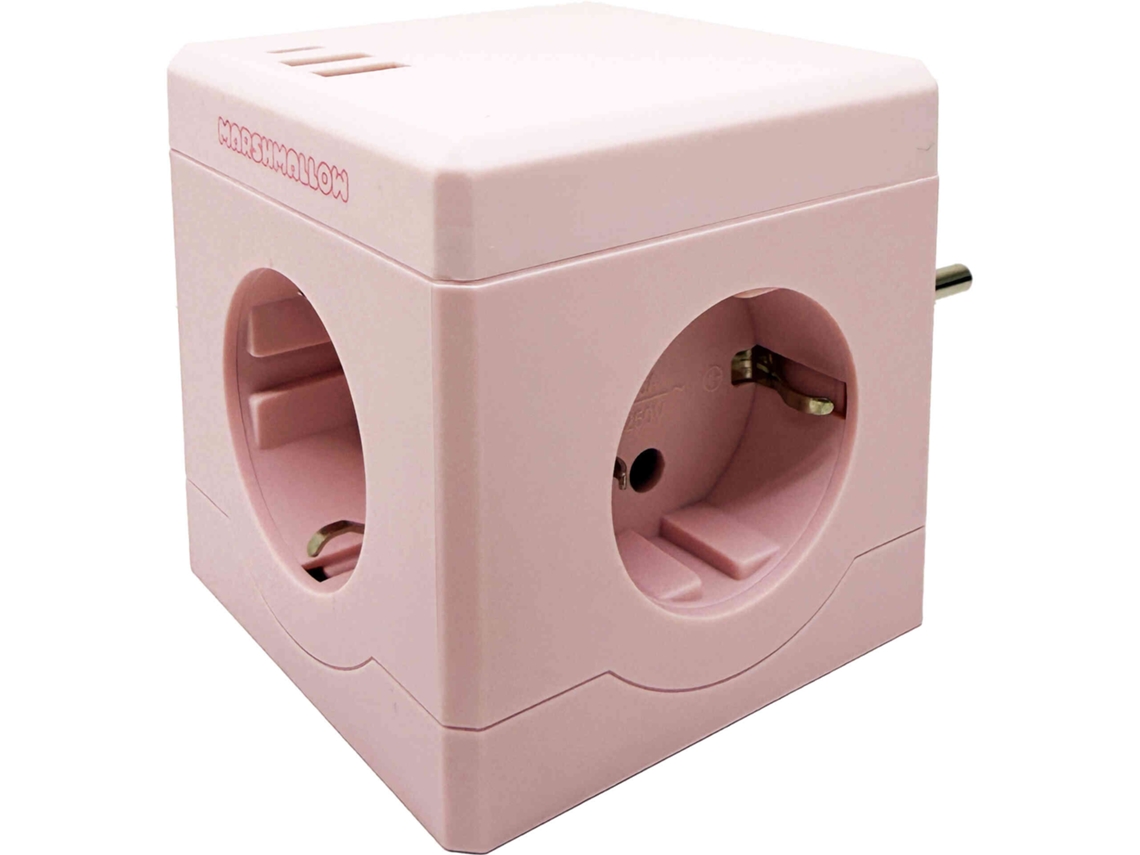 Ficha Com 3 Tomadas 1 Usb E 1 Type C Rosa Marshmallow