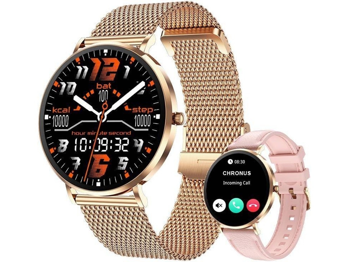 Smartwatch T8pro Amoled 1.32" De Aço Com Chamada Bluetooth Ouro Rosa