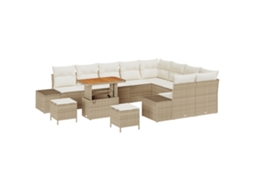 Conjunto 12 Conjunto De Sofá De Jardim Vidaxl Bege Vime Pe (319 X 234 X 85 Cm)