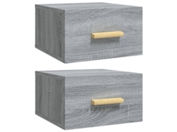 Conjunto de 2 mesas de cabeceira de parede MAISON EXCLUSIVE Cinzento Sonoma 35x35x20 cm