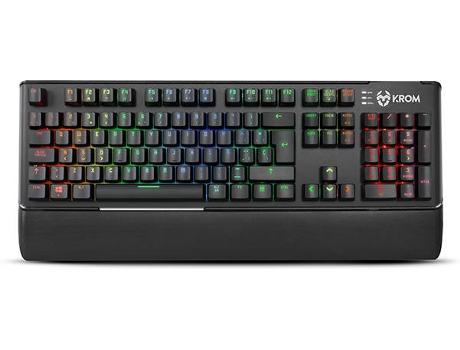 Teclado Gaming NOX Krom Kael RGB em Preto — Com fio USB | Mecânico | Layout Português | Switch Vermelho | Iluminado